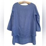 Crown Linen Designs Audrey Blue Layered Tunic Top 100% Linen Women’s S Lagenlook Photo 1