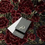 Adrianna Papell  - Rose Beaded Velvet Tulle Fit & Flare Dress Photo 6