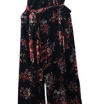 Adora Smocked Floral Jumpsuit Wide‎ Leg Sleeveless Black Photo 0