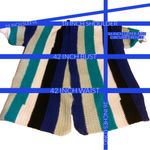 HANDMADE BLUE, BLACK, GRAY AND WHITE STRIPED CROCHET CARDIGAN (L) Blue Size L Photo 9