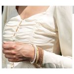 New Cultured Fresh Water Pearl Sterling Silver Rondelle Cuff Bracelet Photo 5