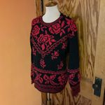 Vintage 90s Handknit Floral Sweater Red Size M Photo 6