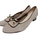 Salvatore Ferragamo  GRAY SHOES SZ 8.5 A2 Women's Gold Accent Black Trim Office Photo 4