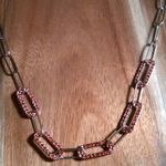 Red Austrian Crystal Paperclip Ion Plated Rose Gold Stainless Steel Necklace Photo 3