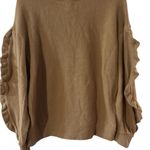 A New Day  tan beige crewneck ruffle sleeve trim pullover soft sweater Photo 2