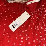 Red Lurex Floral Dress Long Sleeve and Ruffles Size XS Photo 5