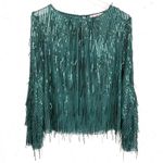 Anthropologie Eva Franco Sequin Fringe Acadia Top Glitter Pine Green Size Small Photo 0