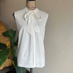 Ming Wang  Sleeveless Button Down White Blouse Size Large Photo 4