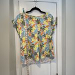 L.L. Bean Signature Size M Rangeley Cotton Tee Scoop Neck Lemon Floral Tee Shirt Yellow Size M Photo 6