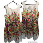 LUXE by Carmen Marc Valvo Sleeveless Floral Midi Dress Green Size 12 Photo 0