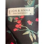 Jon & anna Contemporary Black Floral Short Sleeve V-Neck Blouse Size X-Large-N Photo 9