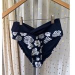 HEAT Swimwear Hawaiian Tropical Leaves Crossover Front Bikini Bottom Only S Blue Photo 1