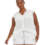 Torrid Plus Size Chiffon Clip Dot Smocked Ruffle Trim Blouse Top Size 2 (2X) Photo 0