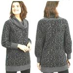 Anthropologie women's small tunic sweater cowl neck gray cheetah wool yak long s Photo 0