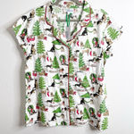 Jayes Studio 12 Dogs of Christmas Pajama Top Button Down Large Photo 0