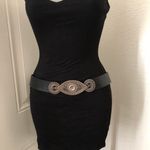 Olga Santini Black Genuine Leather belt with silver accents boho hippie indie bohemian festival Size XL Photo 2