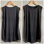 Athleta Longline Tank Top Black Mesh Trim Tunic mini dress Activewear Size SP Photo 1