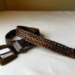 Vintage 1991 Liz Claiborne Belt Braided Brown Leather Gold Tone Chunky Buckle XS Photo 8