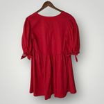 s’edge Red Cotton Puff Sleeve Babydoll Dress‎ Small Photo 4