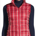 Lands' End Lands’ End Red Plaid Zippered Vest Photo 0