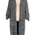 Black Tape Plus SZ X Eyelash Cardigan Open Front 3/4 Balloon Sleeve Stretch Gray Photo 0