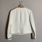 J.Crew Tweed Motorcycle Jacket with Fringe Women's 12 White Gold Career Preppy Photo 4