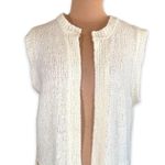 Vintage 80s Cream Loose Knit Sleeveless Open Front Vest Plus Size 18 Minimalist Photo 5