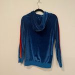 Aviator Nation  Classic Blue Velvet Relaxed Zip Hoodie Rainbow Stripes M Photo 6