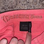 Montana Jeans Western Neon coral floral lace detail fringe Jean shorts Photo 4