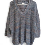 J Jill Womens Chunky Knit Sweater 2X 3/4 Sleeve Oversized Pullover Colorful Purple Photo 0