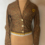 Jaime Lee Floral Lace Ruched Sleeve Blazer Jacket S Cottagecore Fairycore Fall Gold Photo 0