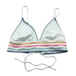 No Boundaries  Bikini Top Removable Cups Crochet Lace Up White Colorful L Photo 0