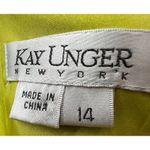 Kay Unger Y2K Dress 14 Chartreuse Yellow Strapless Silk Floral Pleated Cocktail Photo 11