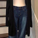 Loft ANN TAYLOR Ladder Stitch Detail Flat Knit Open Black Cardigan Sz 2XL Photo 0