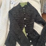Green and black scrunchy vintage 90’s button down top Size M Photo 6