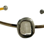 WHM rhinestone silver brass open cuff bracelet Photo 0