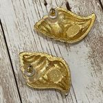 Vintage KJL Avon Gilded Seashell Gold Earrings Photo 8