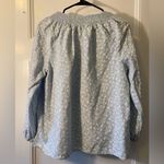 Joie  Embroidered Floral Linen Blend Tassel Tie-Neck Blouse Blue/White Medium Photo 7