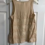 J.Crew Silk sleeveless tank top blouse Champagne pink nude gold fringe Size 0 Photo 6