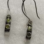 Vintage Peridot sterling dangle hoop earrings. Silver Photo 0