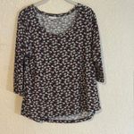 J.Jill Floral SMALL Print 3/4 Sleeve Scoop Neck Knit Top Small Red Black White Photo 2