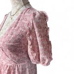 B Darlin B. Darlin Pink Floral Puff Sleeve Mini Dress Faux Wrap Ruffle Cottagecore 3/4 Photo 3