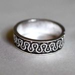 Gothic Art Deco Etched Silver Tone Metal Band Size 6 Trendy Punk Hipster Ring Photo 0