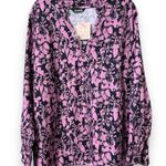 ZARA BLOOMCHIC women’s pullover faux button up blouse size 14-16 purple and black Photo 7