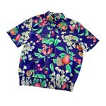 Vintage Asayo Short Sleeve Half Button Up Fruit Print Blouse Size Small Purple Photo 0