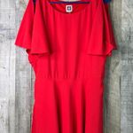 Anne Klein Sz 14 Red Flutter Sleeve Side Zipper Faux Wrap Dress w/Matching Belt Photo 3