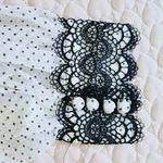 NWOT Womens Lace Embroidery Black Polka Dot Shirt Blouse Sz 3 Long Sleeve White Photo 8
