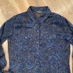 Eddie Bauer Womans Blue Sheer Paisley Button Up Shirt Size XS Photo 2