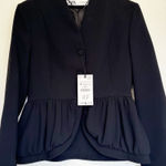 ZARA NWT  Black Voluminous Cropped Peplum Blazer Medium Photo 0
