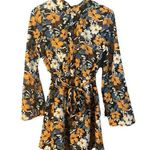 SheIn  Black & Orange Multicolor Floral Open Back High Neck Dress Women Sz XS Photo 0